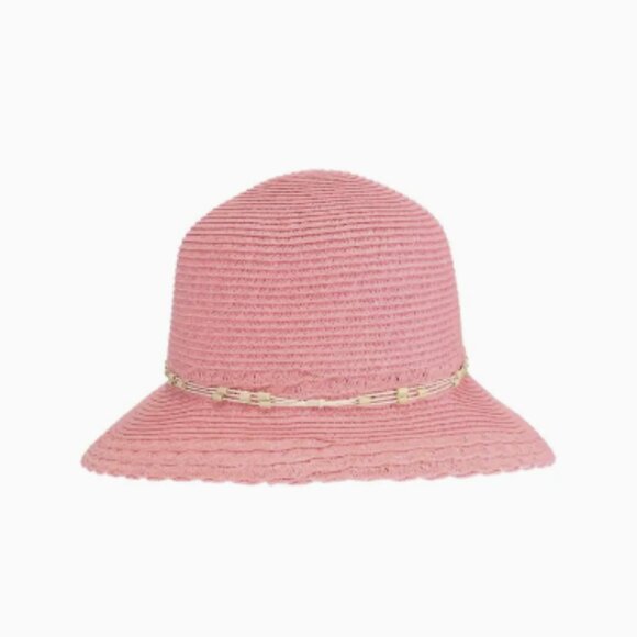 Wooden Bead Trim Cloche C.C Sun Hat or straw bucket hat - Picture 8 of 8